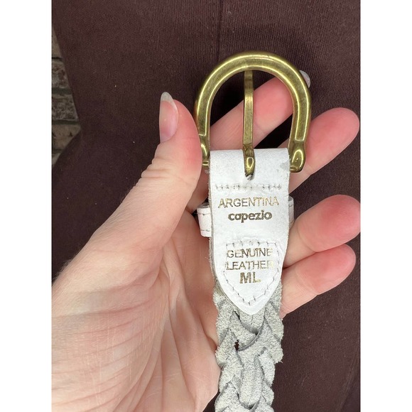 split leather belt white 1980s - Picture 2 of 9